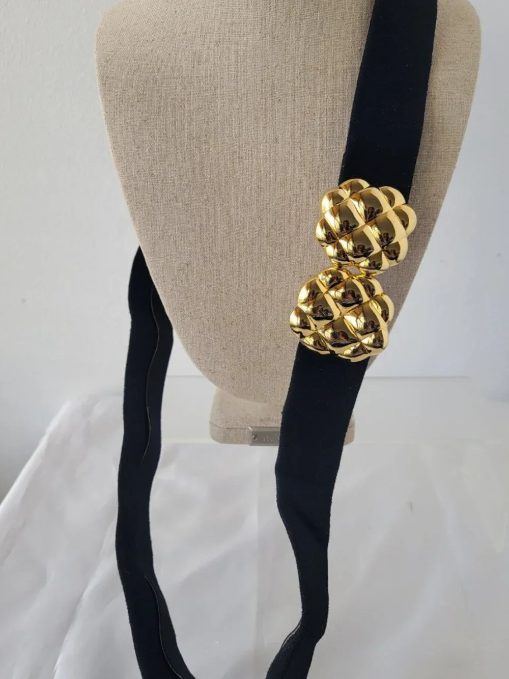 Women’s Black Soft Cloth Stretchable Belt w/Interchangeable Buckle